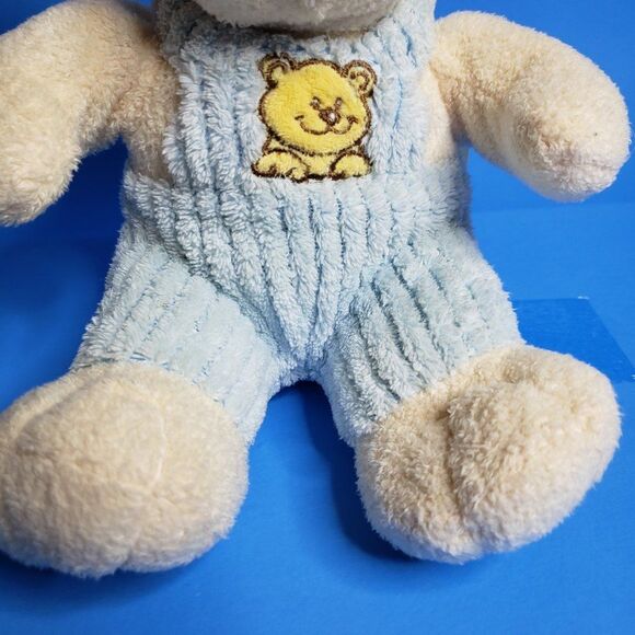 CUTE Vintage Stuffed Animal White Sitting Baby Teddy Bear Rattle Plush Toy Soft - Picture 3 of 10